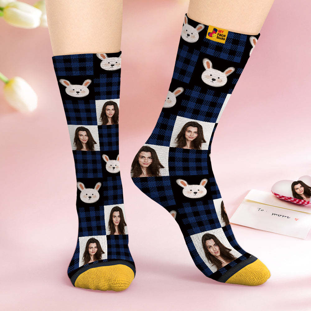 Calcetines Personalizados Para La Cara, Regalos Personalizados Para El Día De La Madre, Calcetines Impresos Digitales En 3d Para Amante-lindo Conejo - MyFaceSocksMX