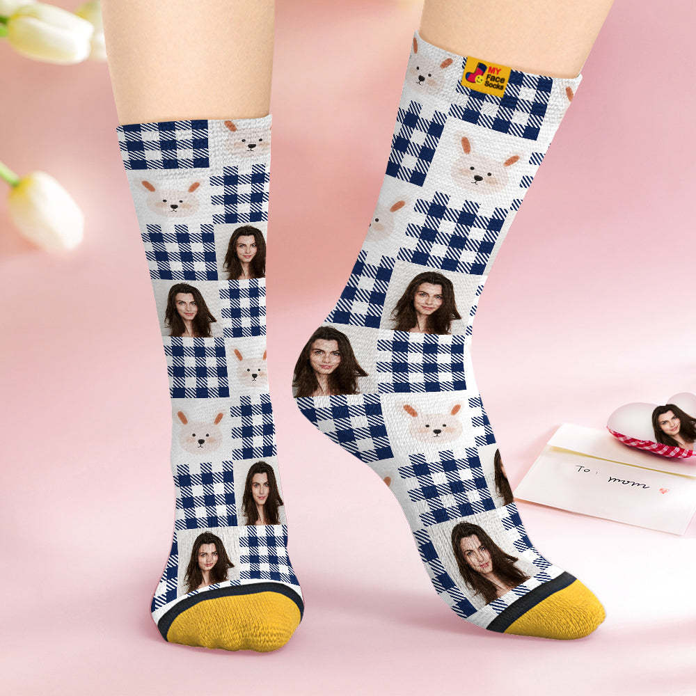 Calcetines Personalizados Para La Cara, Regalos Personalizados Para El Día De La Madre, Calcetines Impresos Digitales En 3d Para Amante-lindo Conejo - MyFaceSocksMX