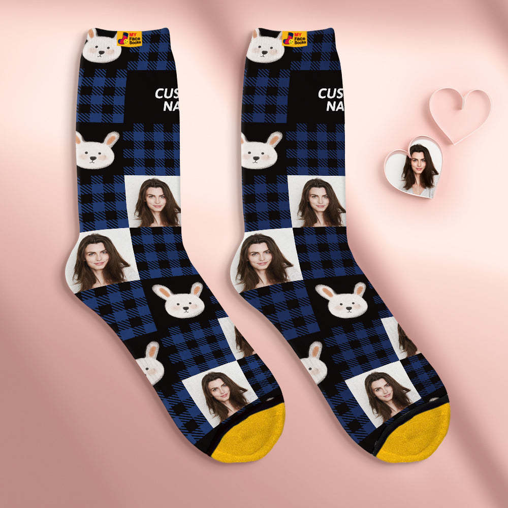 Calcetines Personalizados Para La Cara, Regalos Personalizados Para El Día De La Madre, Calcetines Impresos Digitales En 3d Para Amante-lindo Conejo - MyFaceSocksMX