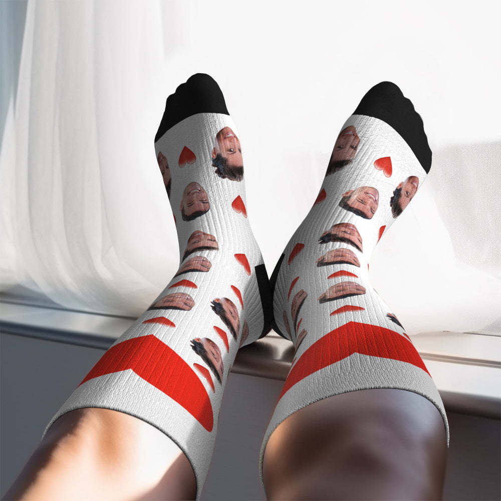 Actualización Del Día Del Padre Calcetines De Compresión Hasta La Rodilla Transpirables Personalizados Vista Previa En Línea Agregar Imagen Y Nombre Corazón - miscalcetinescaramx