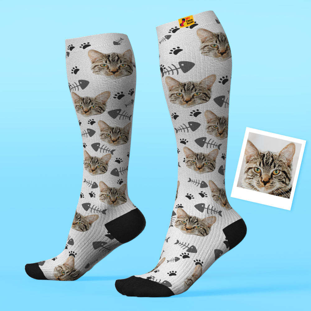 Actualizar Calcetines De Compresión Hasta La Rodilla Transpirables Personalizados Vista Previa En Línea Agregar Imagen Y Nombre Gato - MyFaceSocksMX