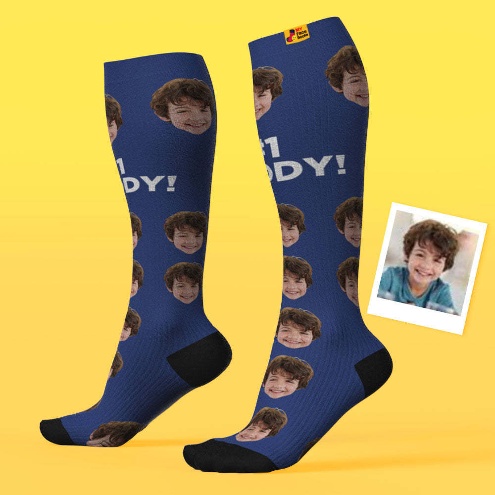 Actualizar Calcetines De Compresión Hasta La Rodilla Transpirables Personalizados Vista Previa En Línea Agregar Imagen Y Nombre Mejor Papá - MyFaceSocksMX