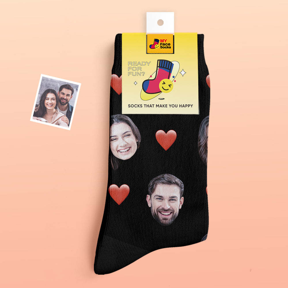 Calcetines Gruesos Personalizados Foto 3d Calcetines Impresos Digitales Otoño Invierno Calcetines Cálidos Corazón - MyFaceSocksMX