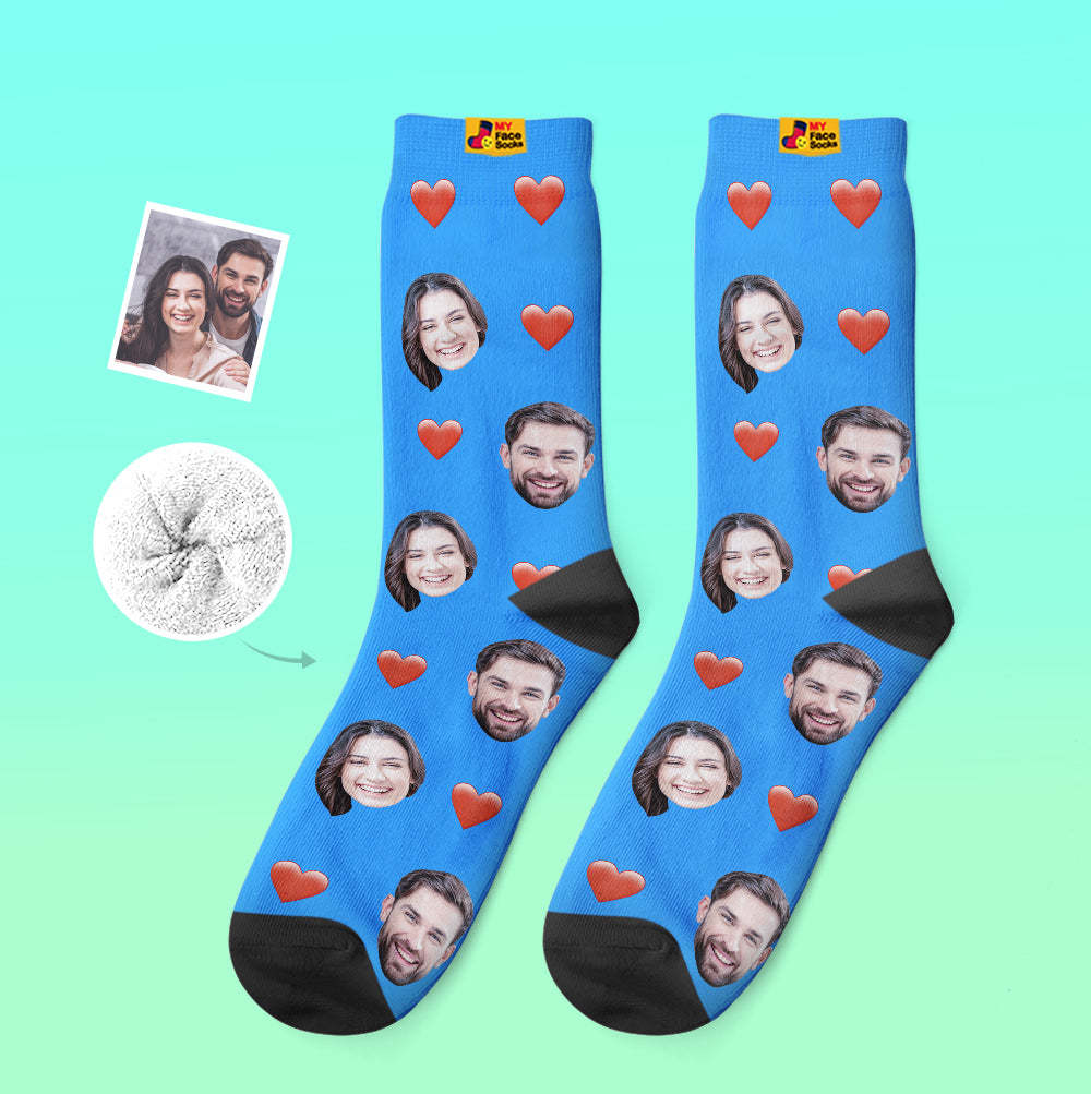 Calcetines Gruesos Personalizados Foto 3d Calcetines Impresos Digitales Otoño Invierno Calcetines Cálidos Corazón - MyFaceSocksMX