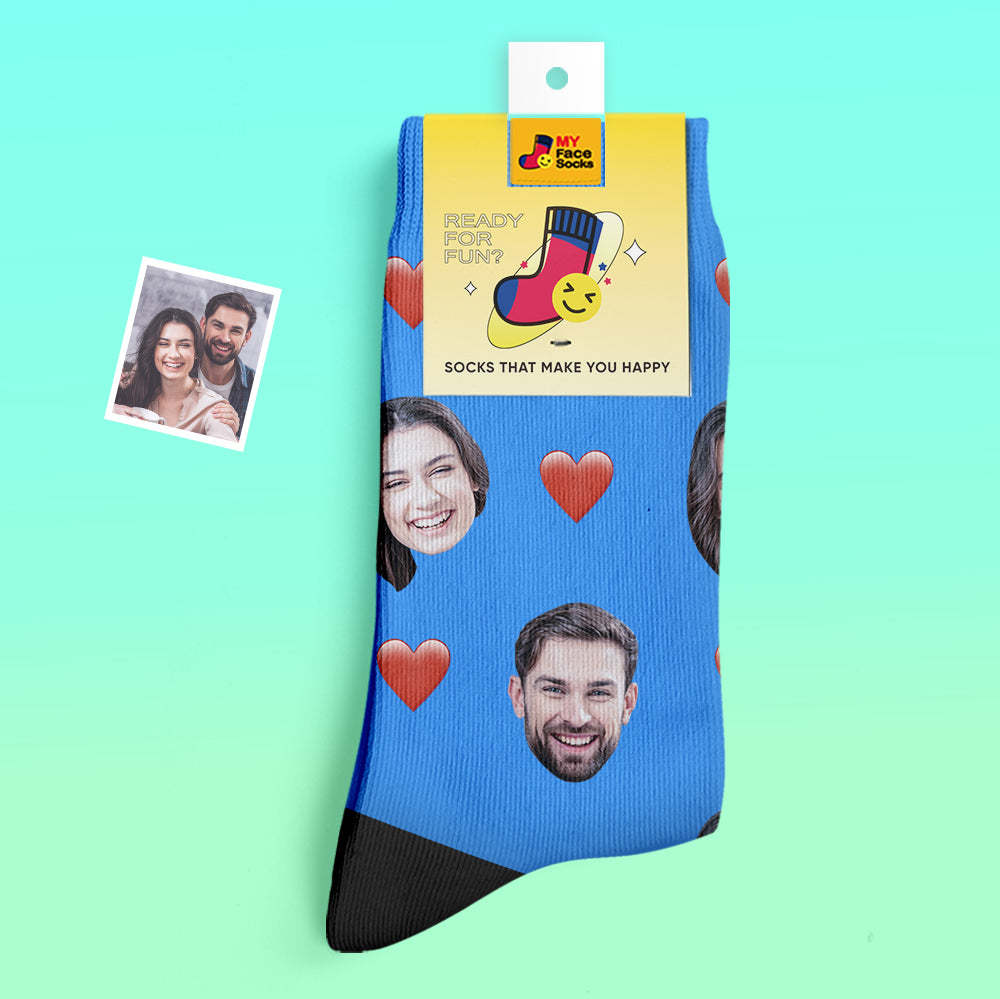 Calcetines Gruesos Personalizados Foto 3d Calcetines Impresos Digitales Otoño Invierno Calcetines Cálidos Corazón - MyFaceSocksMX