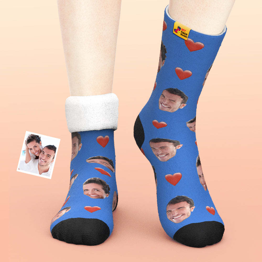 Calcetines Gruesos Personalizados Foto 3d Calcetines Impresos Digitales Otoño Invierno Calcetines Cálidos Corazón - MyFaceSocksMX