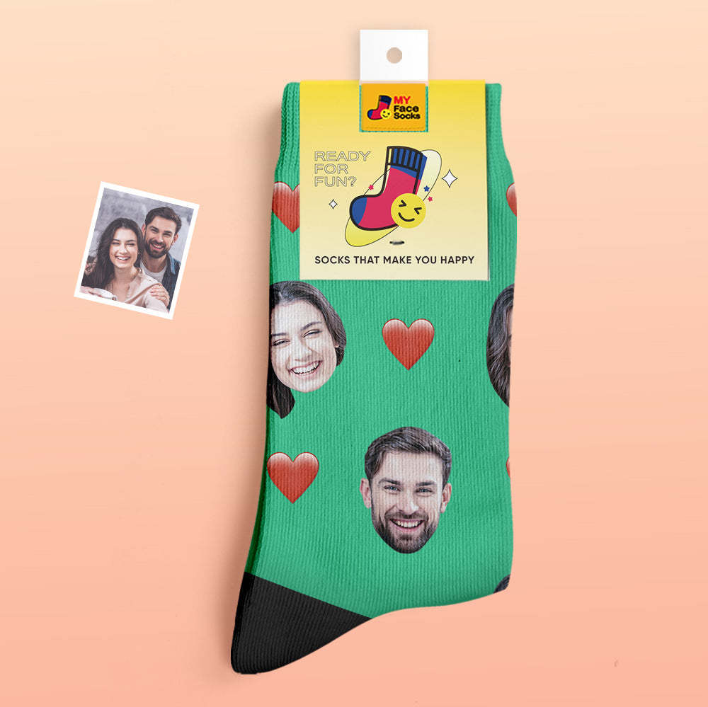 Calcetines Gruesos Personalizados Foto 3d Calcetines Impresos Digitales Otoño Invierno Calcetines Cálidos Corazón - MyFaceSocksMX