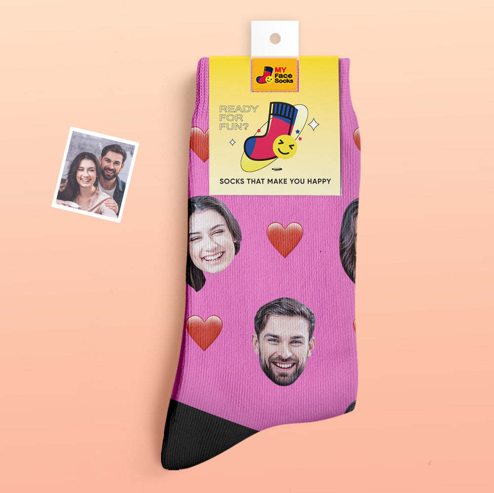 Calcetines Gruesos Personalizados Foto 3d Calcetines Impresos Digitales Otoño Invierno Calcetines Cálidos Corazón - MyFaceSocksMX