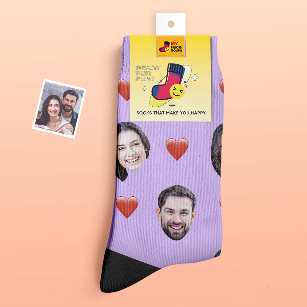 Calcetines Gruesos Personalizados Foto 3d Calcetines Impresos Digitales Otoño Invierno Calcetines Cálidos Corazón - MyFaceSocksMX