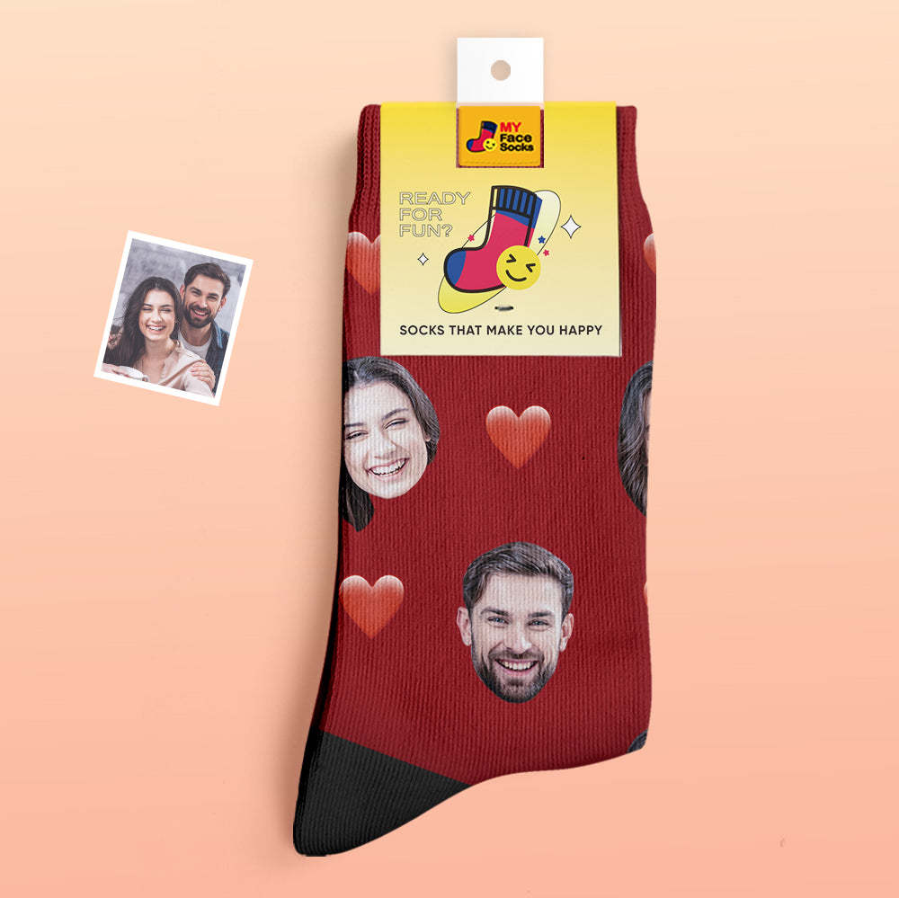 Calcetines Gruesos Personalizados Foto 3d Calcetines Impresos Digitales Otoño Invierno Calcetines Cálidos Corazón - MyFaceSocksMX