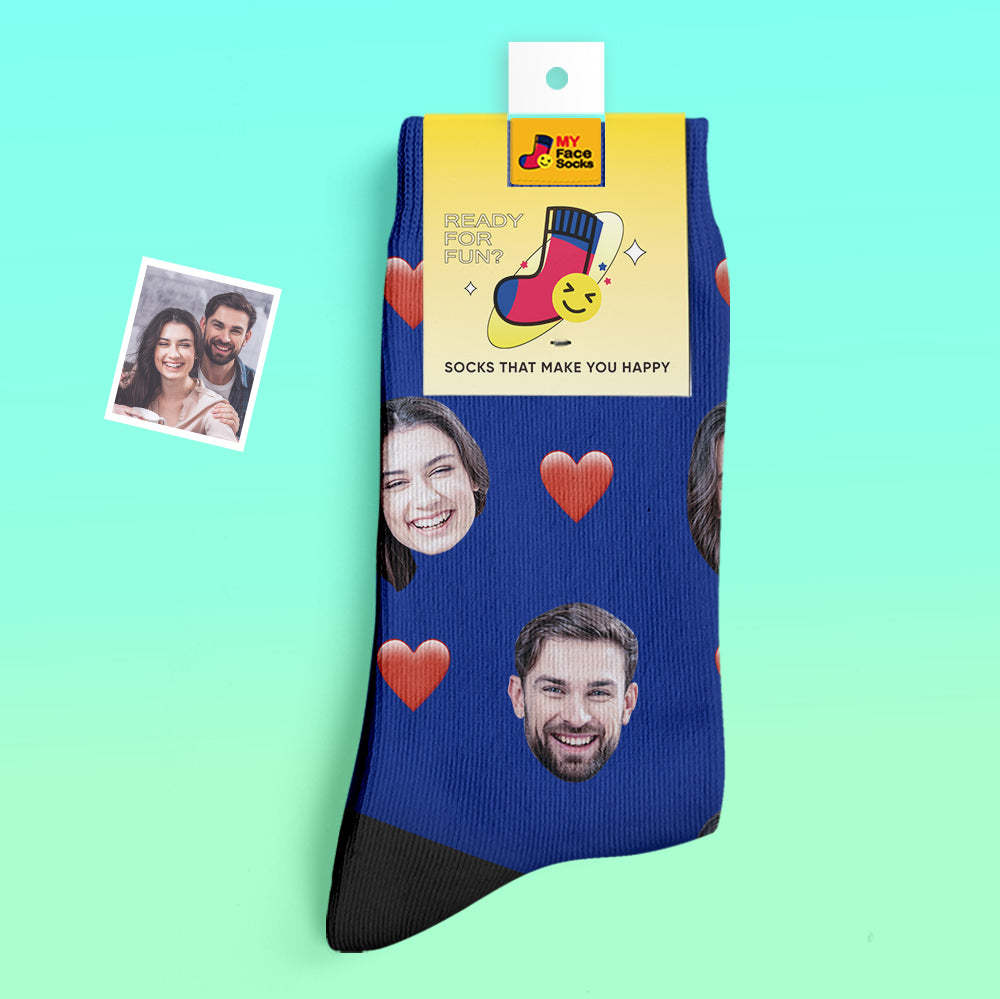 Calcetines Gruesos Personalizados Foto 3d Calcetines Impresos Digitales Otoño Invierno Calcetines Cálidos Corazón - MyFaceSocksMX