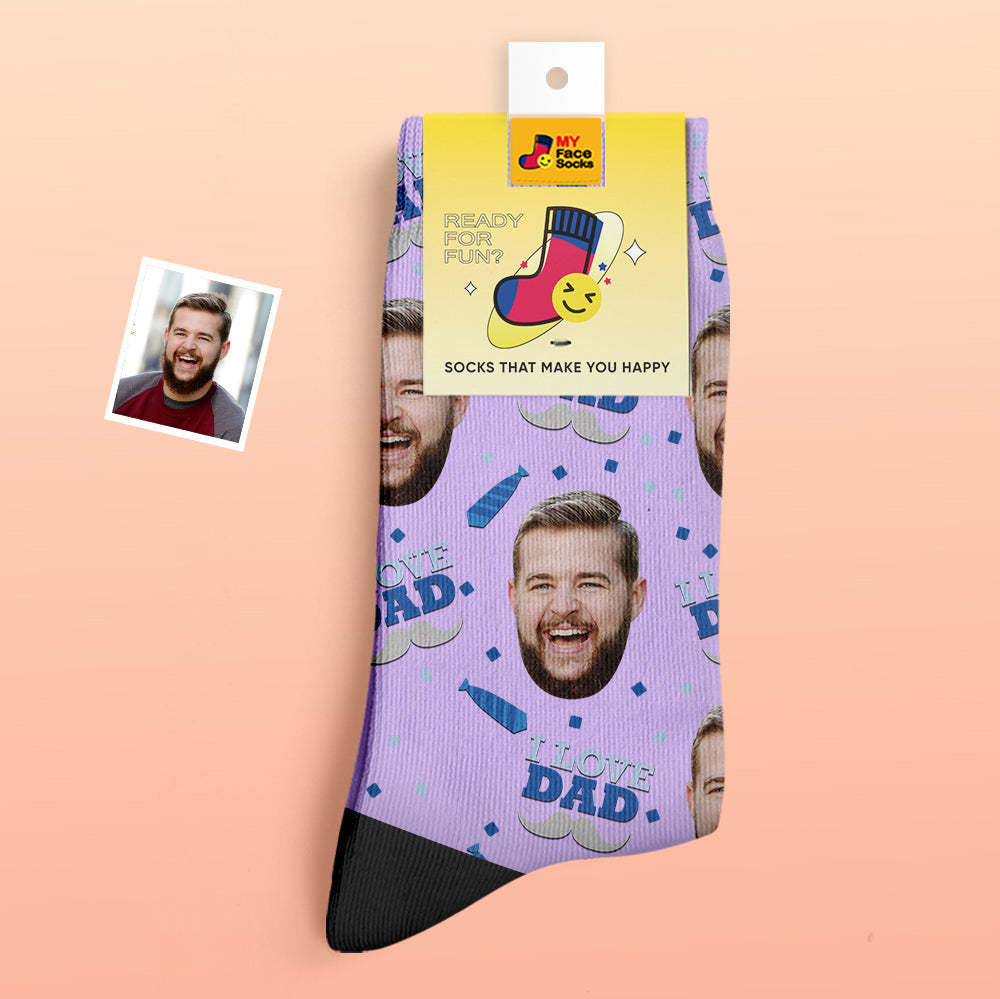 Calcetines Gruesos Personalizados Foto 3d Calcetines Impresos Digitales Otoño Invierno Calcetines Cálidos Amo A Papá - MyFaceSocksMX