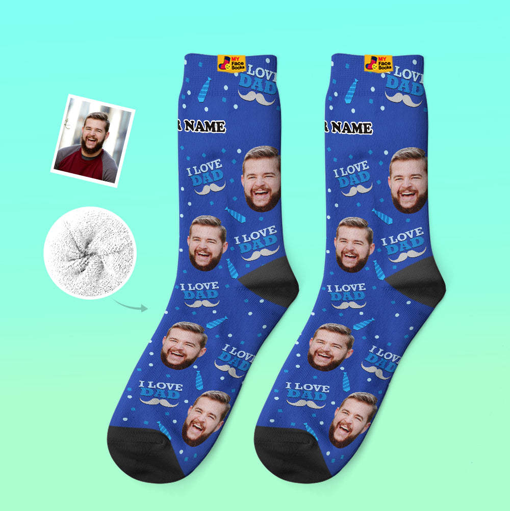 Calcetines Gruesos Personalizados Foto 3d Calcetines Impresos Digitales Otoño Invierno Calcetines Cálidos Amo A Papá - MyFaceSocksMX