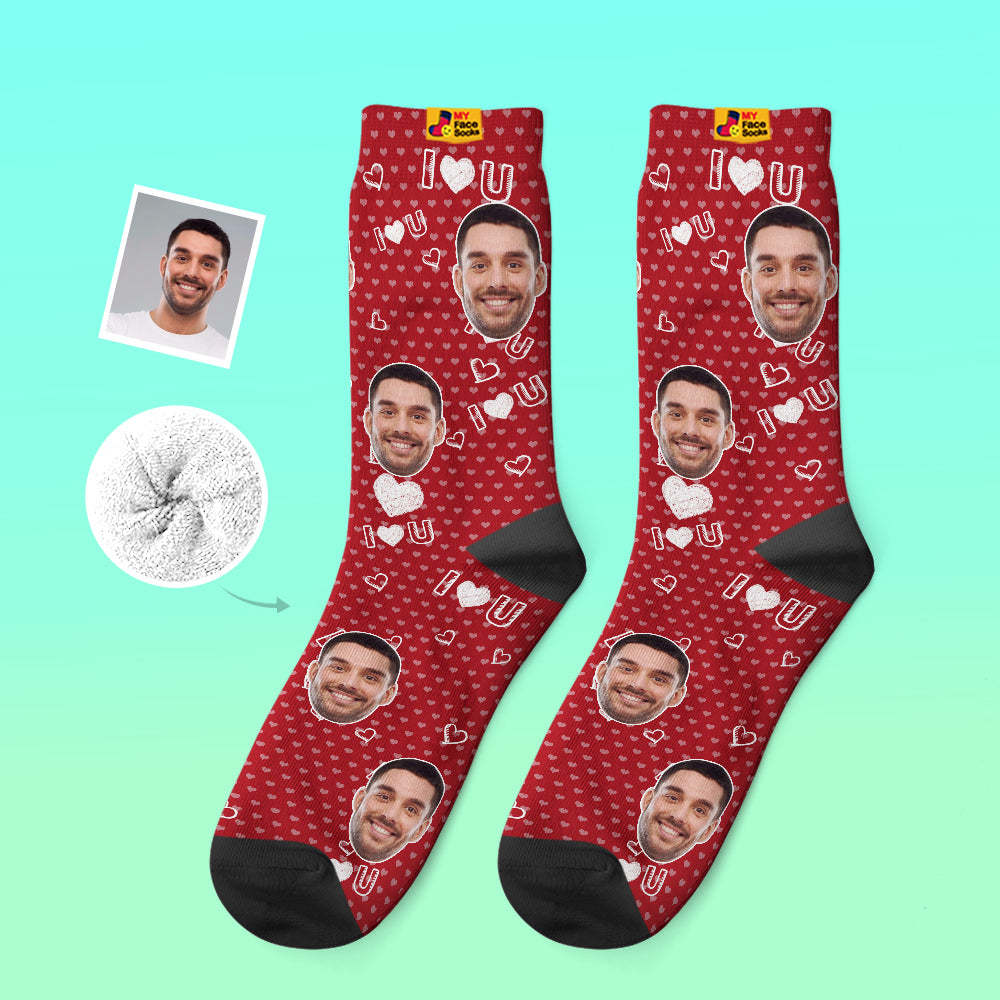 Calcetines Gruesos Personalizados Foto 3d Calcetines Impresos Digitales Otoño Invierno Calcetines Cálidos I Love U Calcetines - MyFaceSocksMX