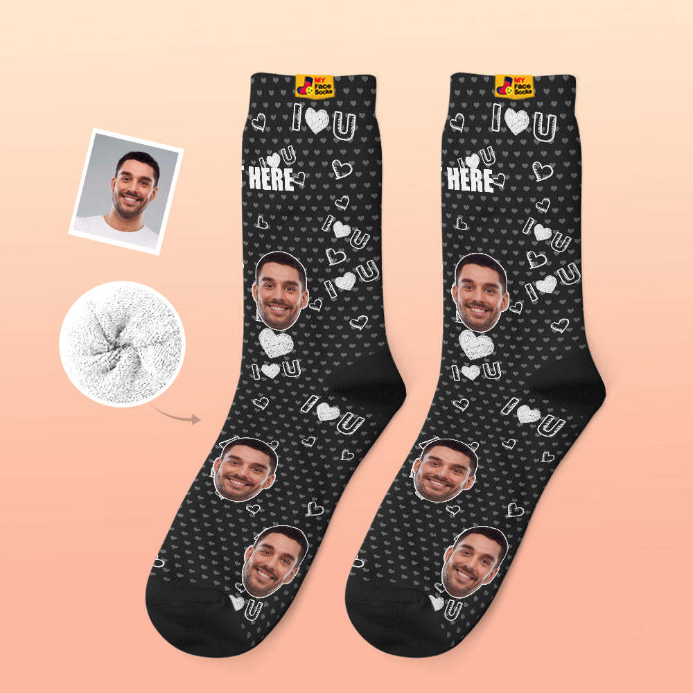 Calcetines Gruesos Personalizados Foto 3d Calcetines Impresos Digitales Otoño Invierno Calcetines Cálidos I Love U Calcetines - MyFaceSocksMX