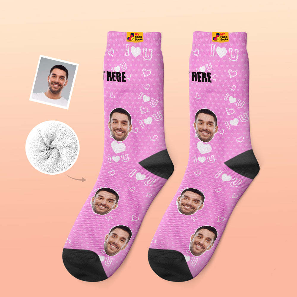 Calcetines Gruesos Personalizados Foto 3d Calcetines Impresos Digitales Otoño Invierno Calcetines Cálidos I Love U Calcetines - MyFaceSocksMX