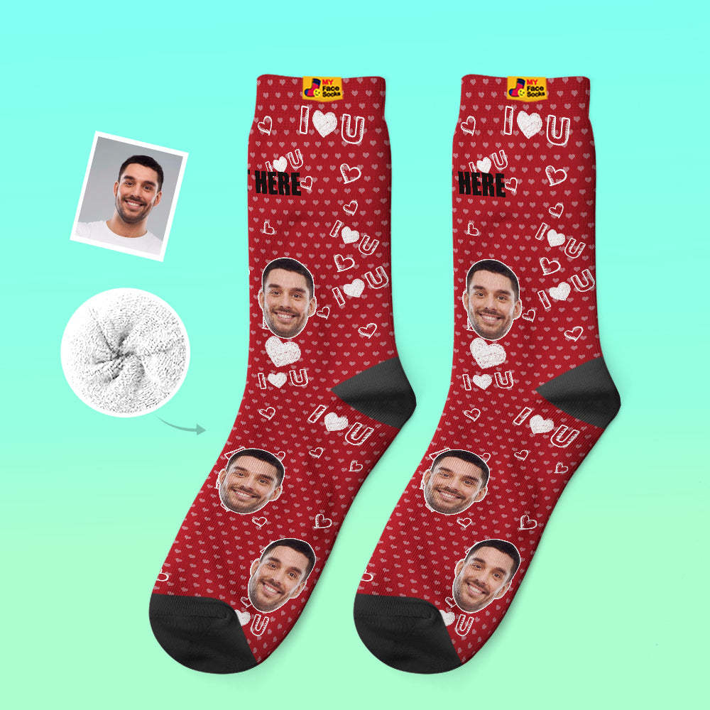 Calcetines Gruesos Personalizados Foto 3d Calcetines Impresos Digitales Otoño Invierno Calcetines Cálidos I Love U Calcetines - MyFaceSocksMX