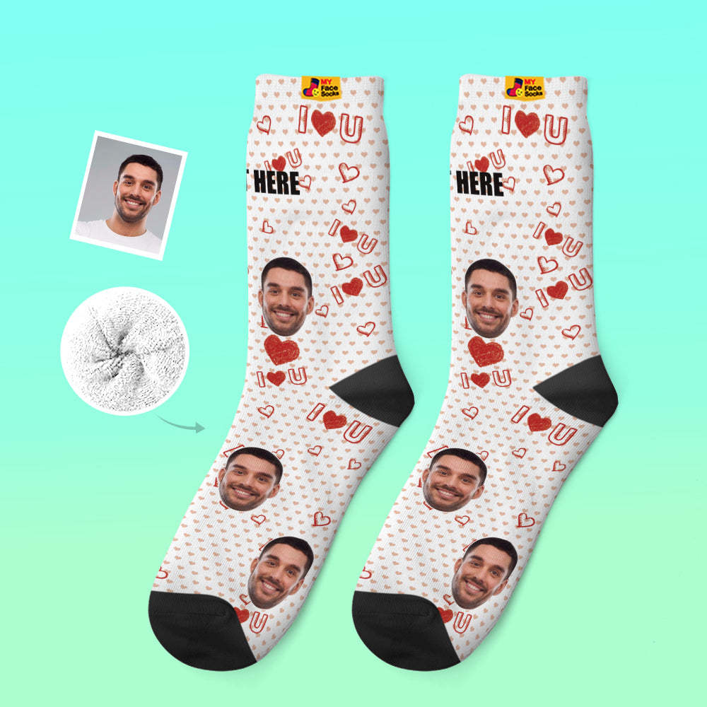 Calcetines Gruesos Personalizados Foto 3d Calcetines Impresos Digitales Otoño Invierno Calcetines Cálidos I Love U Calcetines - MyFaceSocksMX