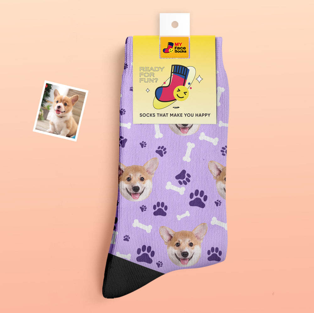 Calcetines Gruesos Personalizados Foto 3d Calcetines Impresos Digitales Otoño Invierno Calcetines Cálidos Perro - MyFaceSocksMX