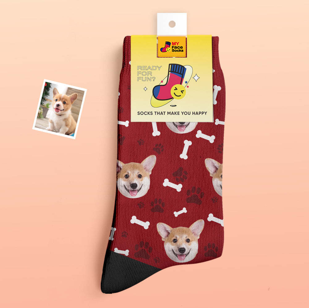 Calcetines Gruesos Personalizados Foto 3d Calcetines Impresos Digitales Otoño Invierno Calcetines Cálidos Perro - MyFaceSocksMX