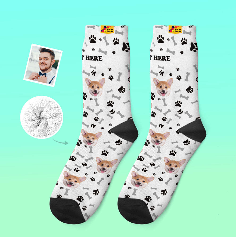 Calcetines Gruesos Personalizados Foto 3d Calcetines Impresos Digitales Otoño Invierno Calcetines Cálidos Perro - MyFaceSocksMX