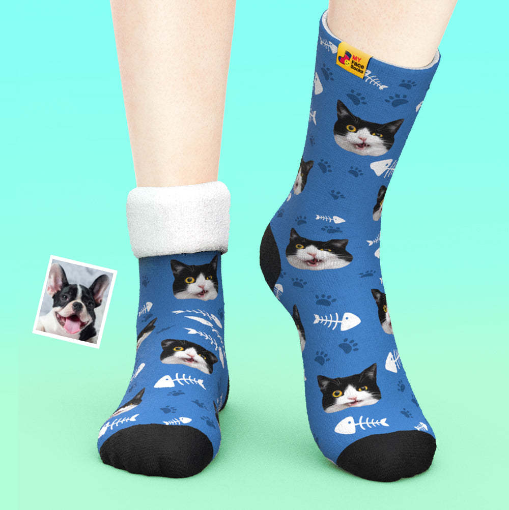 Calcetines Gruesos Personalizados Foto 3d Calcetines Impresos Digitales Otoño Invierno Calcetines Cálidos Gato - MyFaceSocksMX