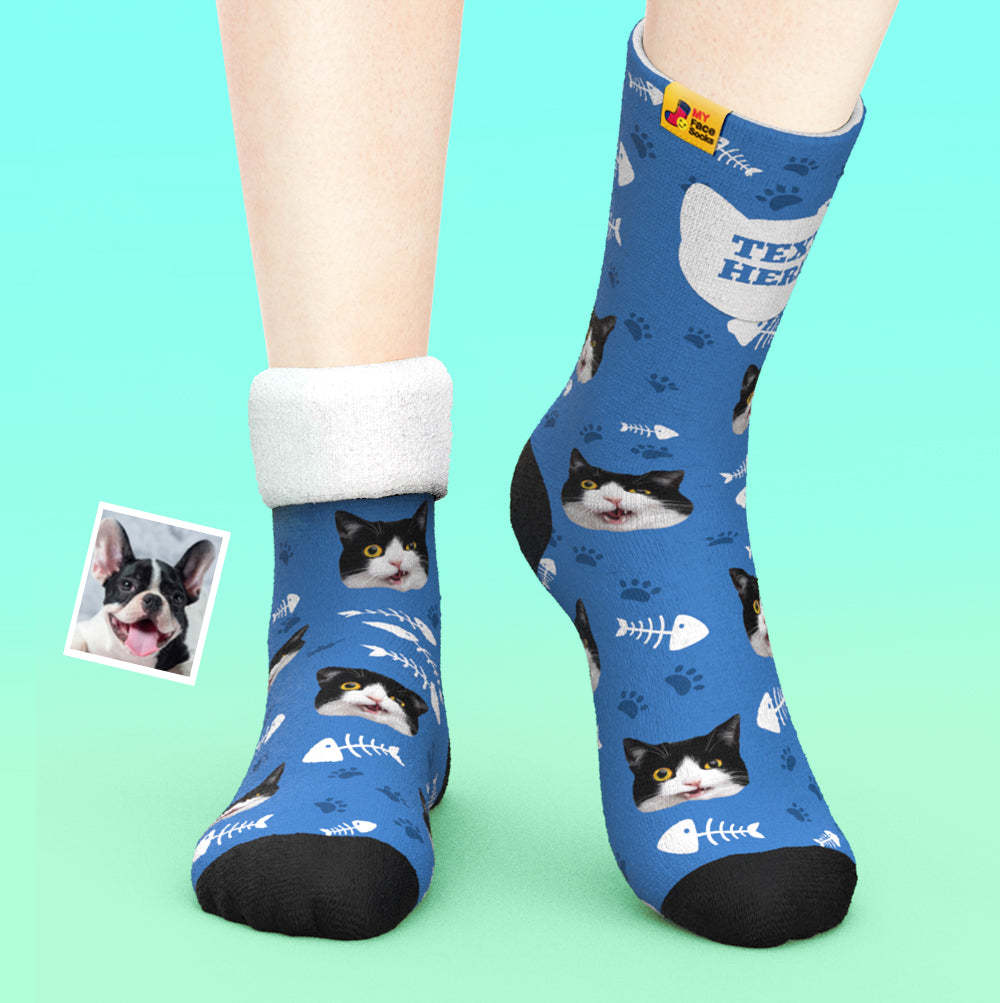 Calcetines Gruesos Personalizados Foto 3d Calcetines Impresos Digitales Otoño Invierno Calcetines Cálidos Gato - MyFaceSocksMX