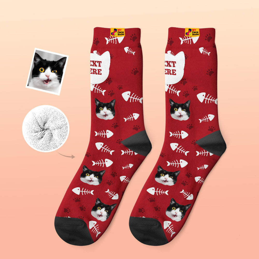 Calcetines Gruesos Personalizados Foto 3d Calcetines Impresos Digitales Otoño Invierno Calcetines Cálidos Gato - MyFaceSocksMX