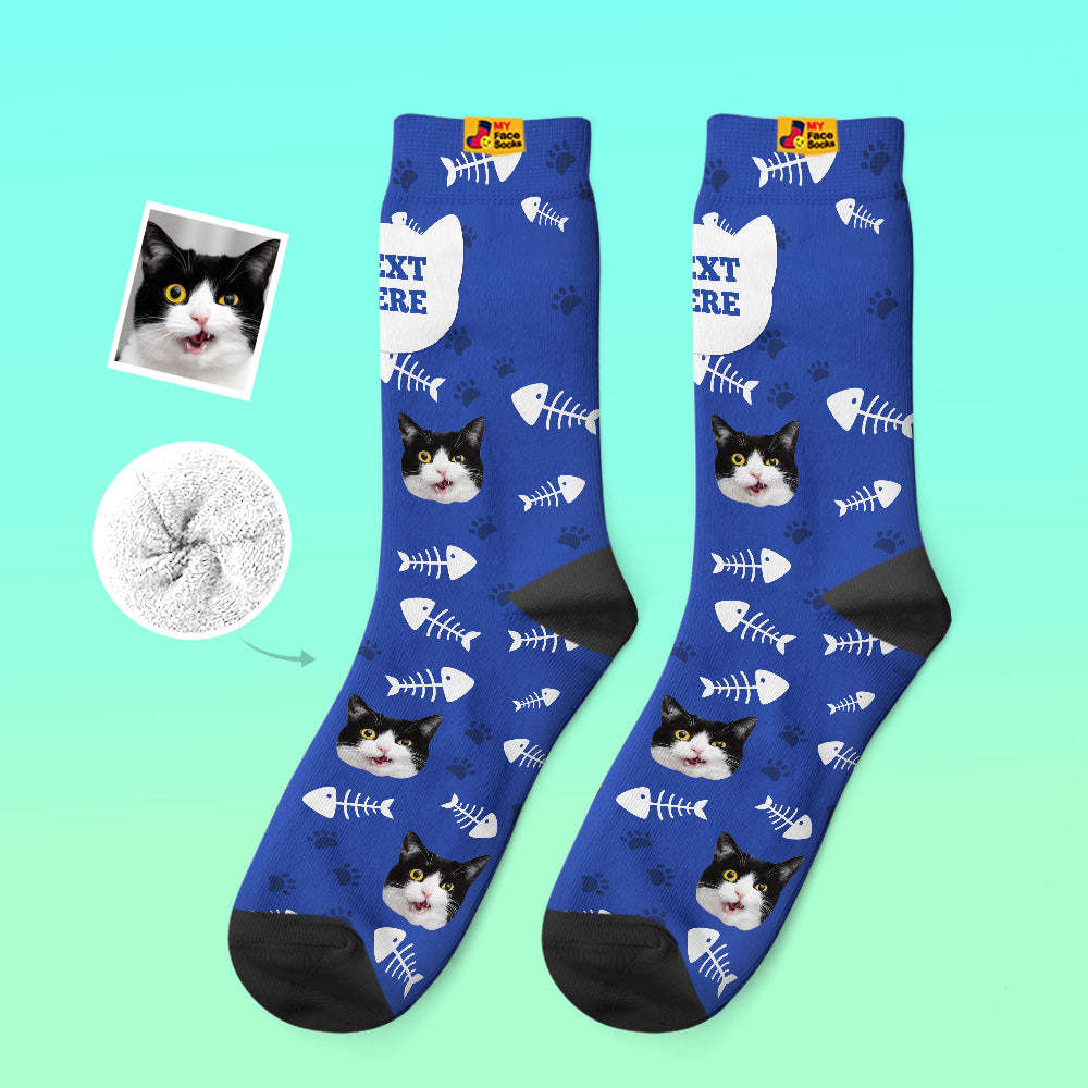 Calcetines Gruesos Personalizados Foto 3d Calcetines Impresos Digitales Otoño Invierno Calcetines Cálidos Gato - MyFaceSocksMX