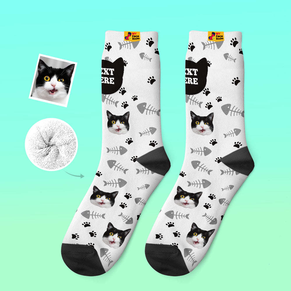 Calcetines Gruesos Personalizados Foto 3d Calcetines Impresos Digitales Otoño Invierno Calcetines Cálidos Gato - MyFaceSocksMX