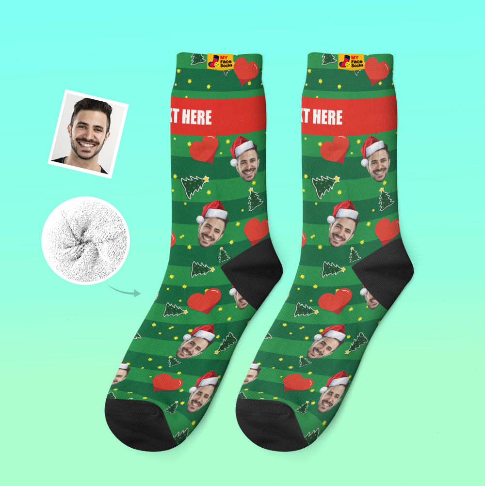 Calcetines Gruesos Personalizados Foto 3d Calcetines Impresos Digitales Otoño Invierno Calcetines Cálidos Corazón Regalo De Navidad - MyFaceSocksMX