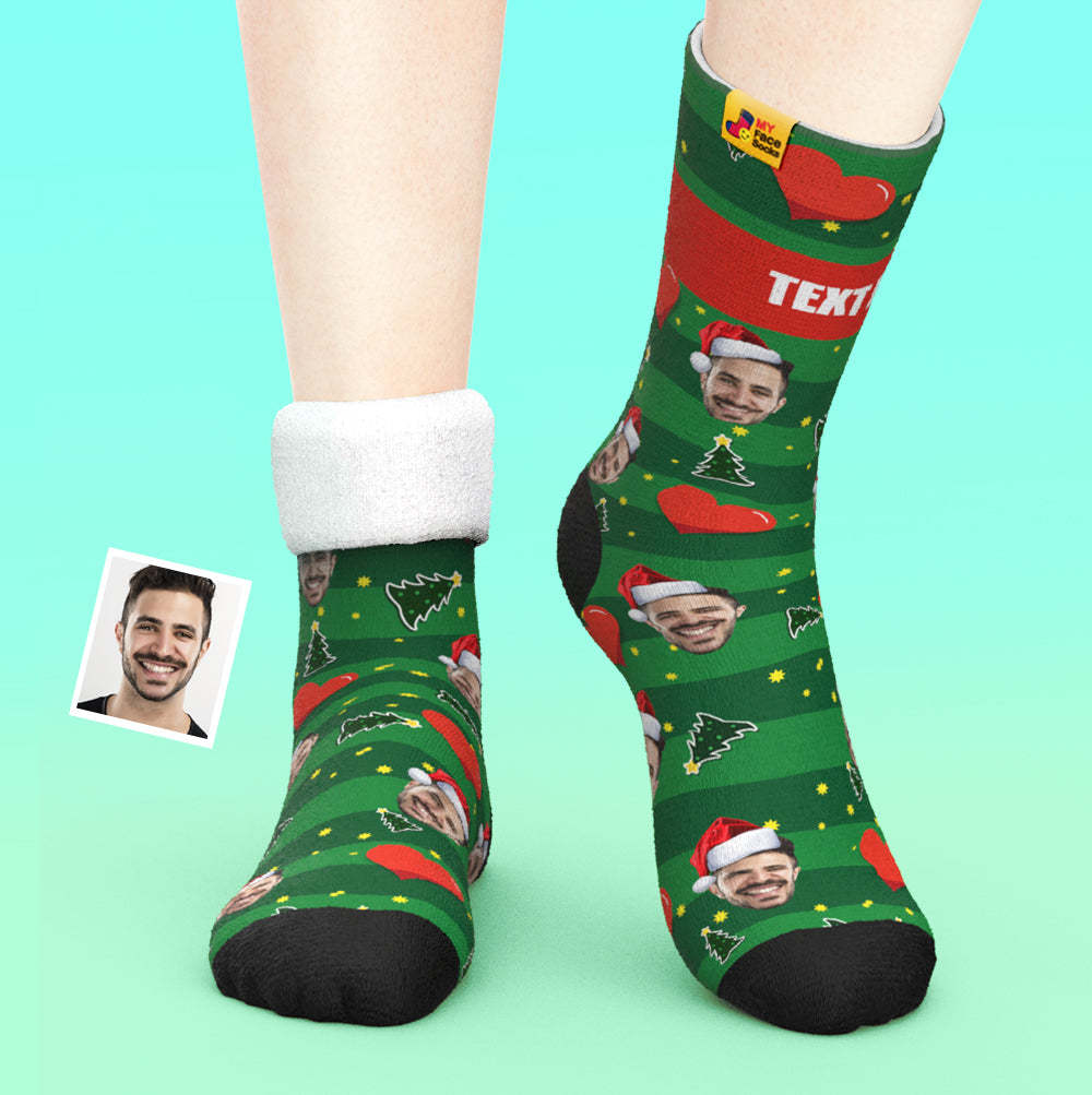 Calcetines Gruesos Personalizados Foto 3d Calcetines Impresos Digitales Otoño Invierno Calcetines Cálidos Corazón Regalo De Navidad - MyFaceSocksMX