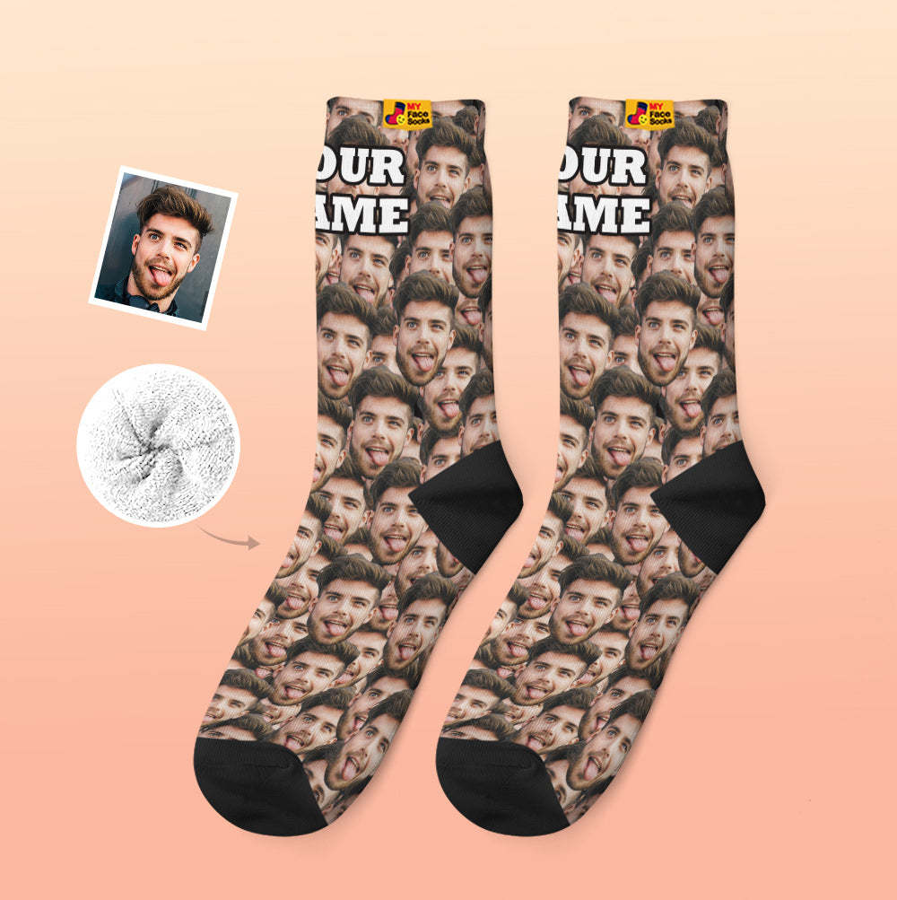 Calcetines Gruesos Personalizados Foto 3d Calcetines Impresos Digitales Otoño Invierno Calcetines Cálidos Mash Face - MyFaceSocksMX