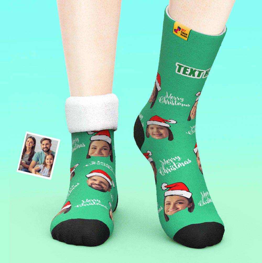 Calcetines Gruesos Personalizados Foto 3d Calcetines Impresos Digitales Otoño Invierno Calcetines Cálidos Feliz Navidad - MyFaceSocksMX