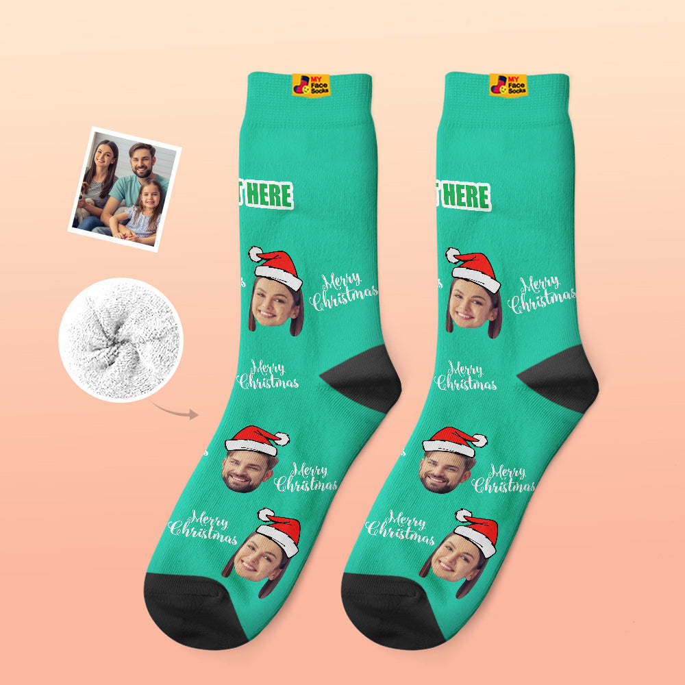 Calcetines Gruesos Personalizados Foto 3d Calcetines Impresos Digitales Otoño Invierno Calcetines Cálidos Feliz Navidad - MyFaceSocksMX