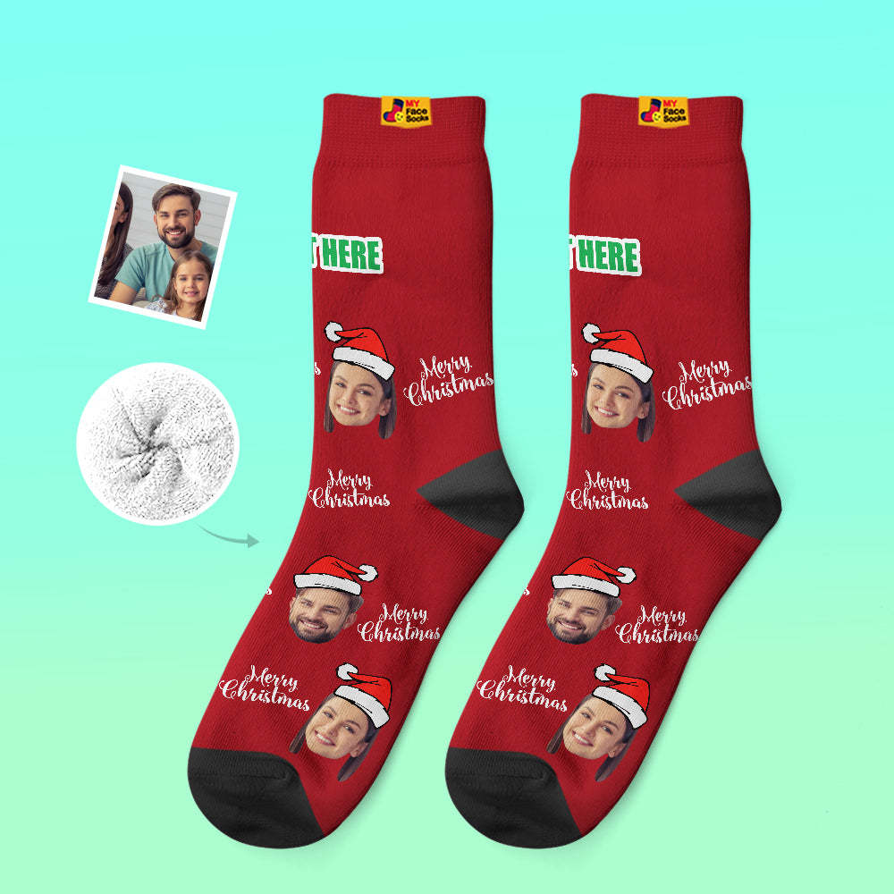 Calcetines Gruesos Personalizados Foto 3d Calcetines Impresos Digitales Otoño Invierno Calcetines Cálidos Feliz Navidad - MyFaceSocksMX