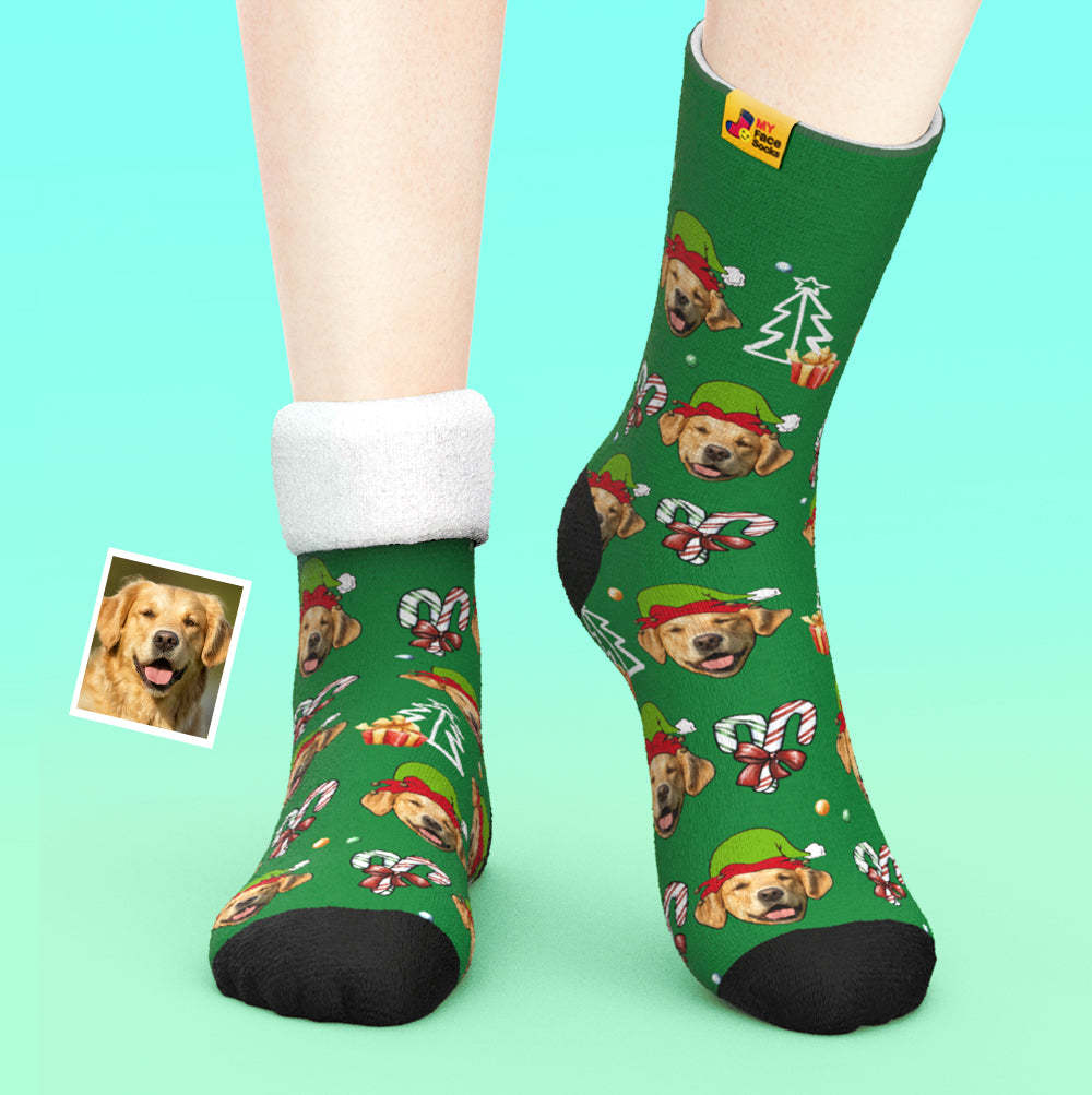 Calcetines Gruesos Personalizados Foto 3d Calcetines Impresos Digitales Otoño Invierno Calcetines Cálidos Regalo De Navidad Para Amantes De Las Mascotas - MyFaceSocksMX