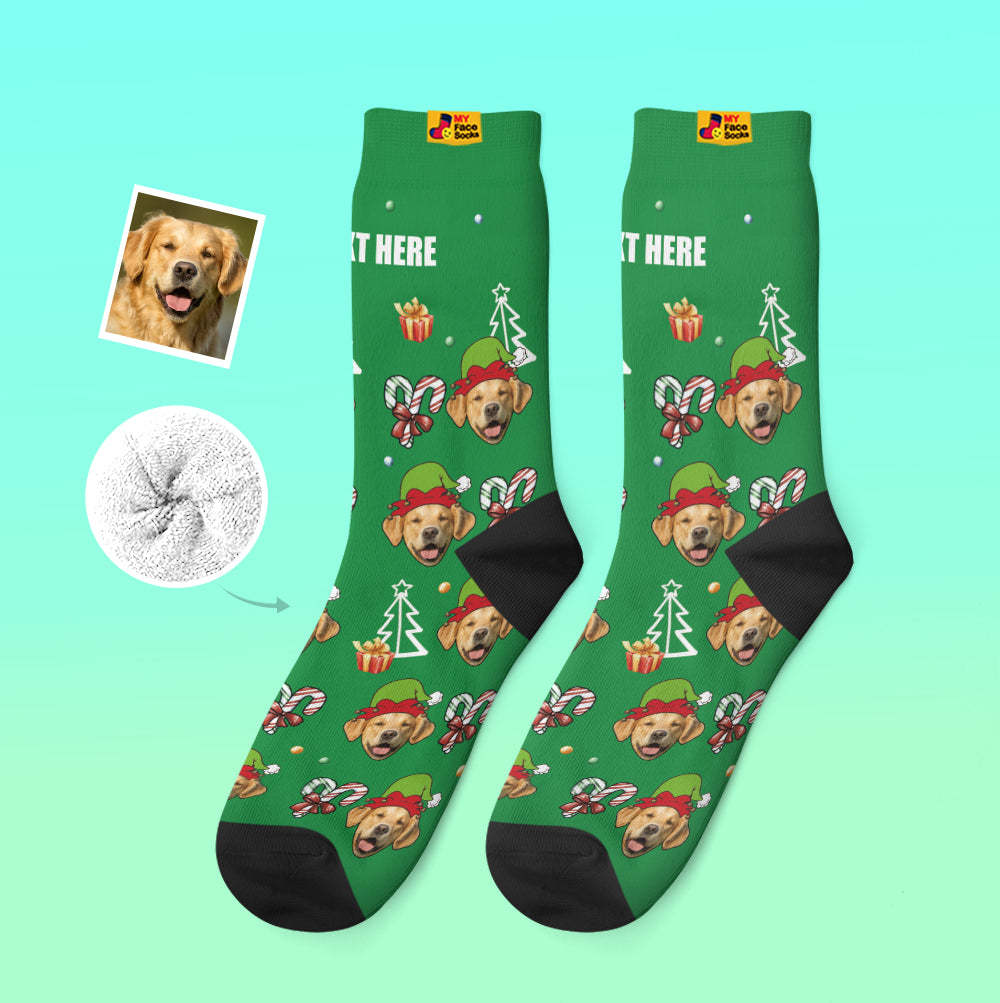 Calcetines Gruesos Personalizados Foto 3d Calcetines Impresos Digitales Otoño Invierno Calcetines Cálidos Regalo De Navidad Para Amantes De Las Mascotas - MyFaceSocksMX