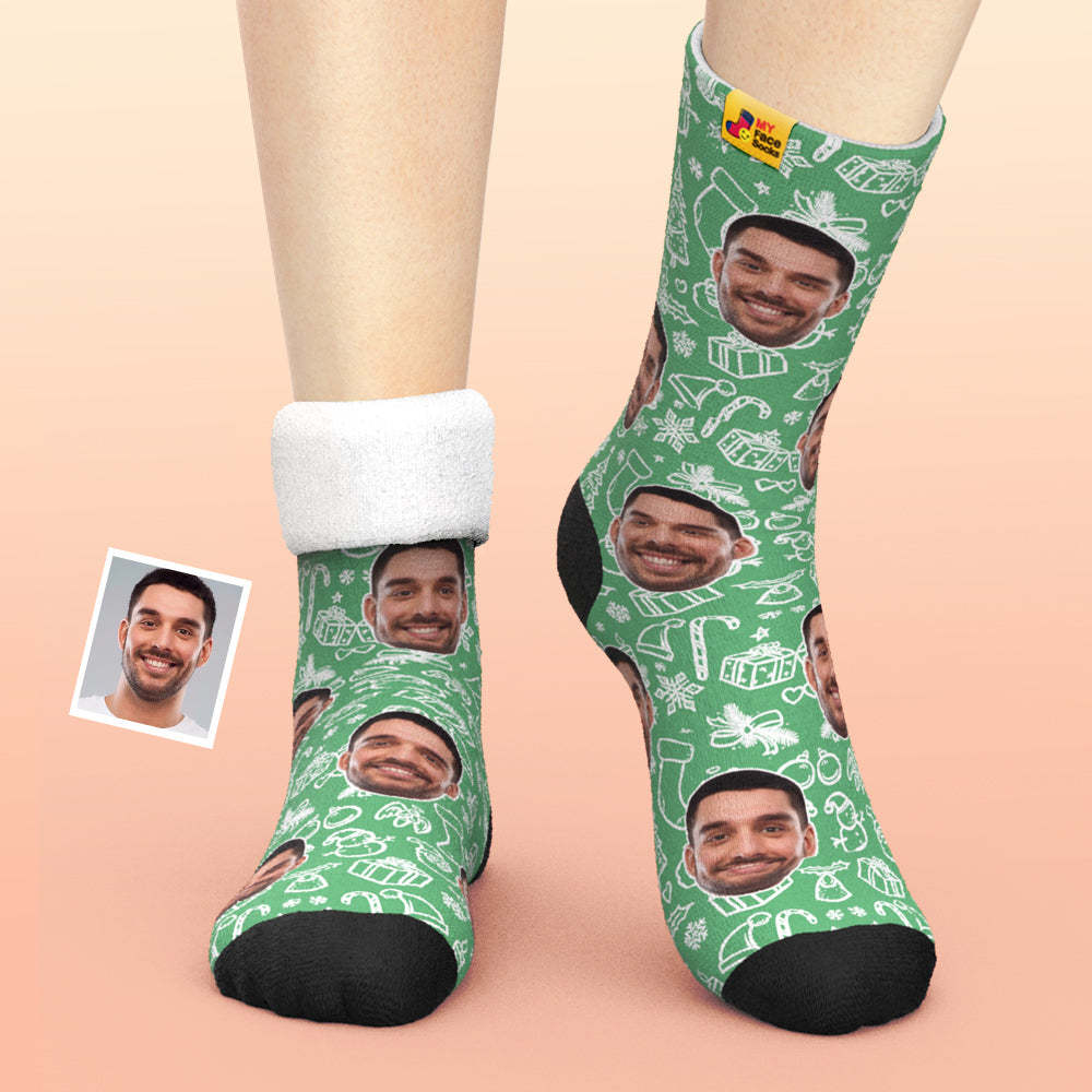 Calcetines Gruesos Personalizados Foto 3d Calcetines Impresos Digitales Otoño Invierno Calcetines Cálidos Regalo De Navidad - MyFaceSocksMX