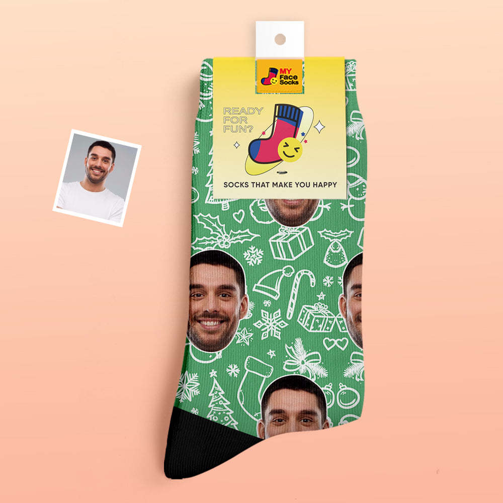 Calcetines Gruesos Personalizados Foto 3d Calcetines Impresos Digitales Otoño Invierno Calcetines Cálidos Regalo De Navidad - MyFaceSocksMX