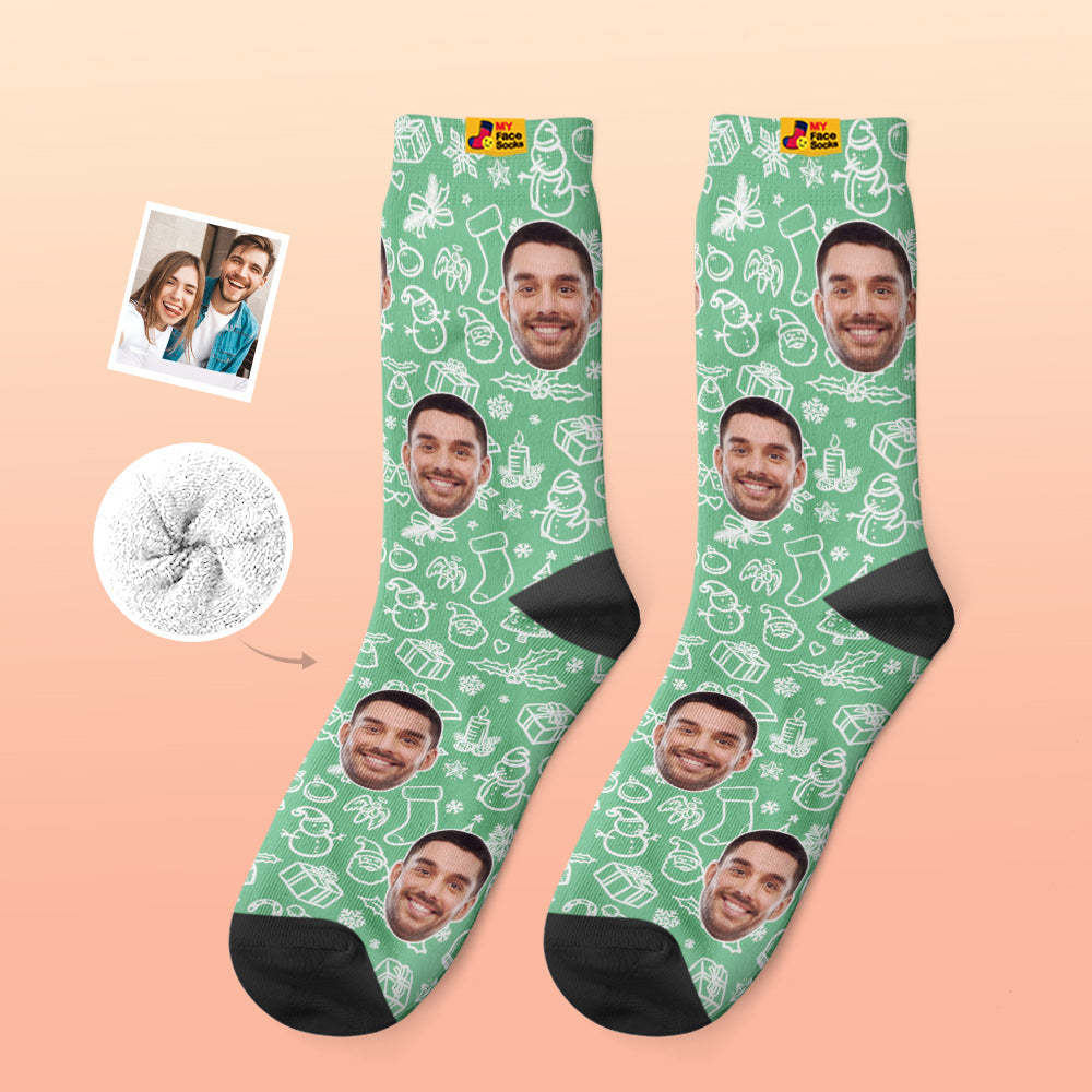 Calcetines Gruesos Personalizados Foto 3d Calcetines Impresos Digitales Otoño Invierno Calcetines Cálidos Regalo De Navidad - MyFaceSocksMX