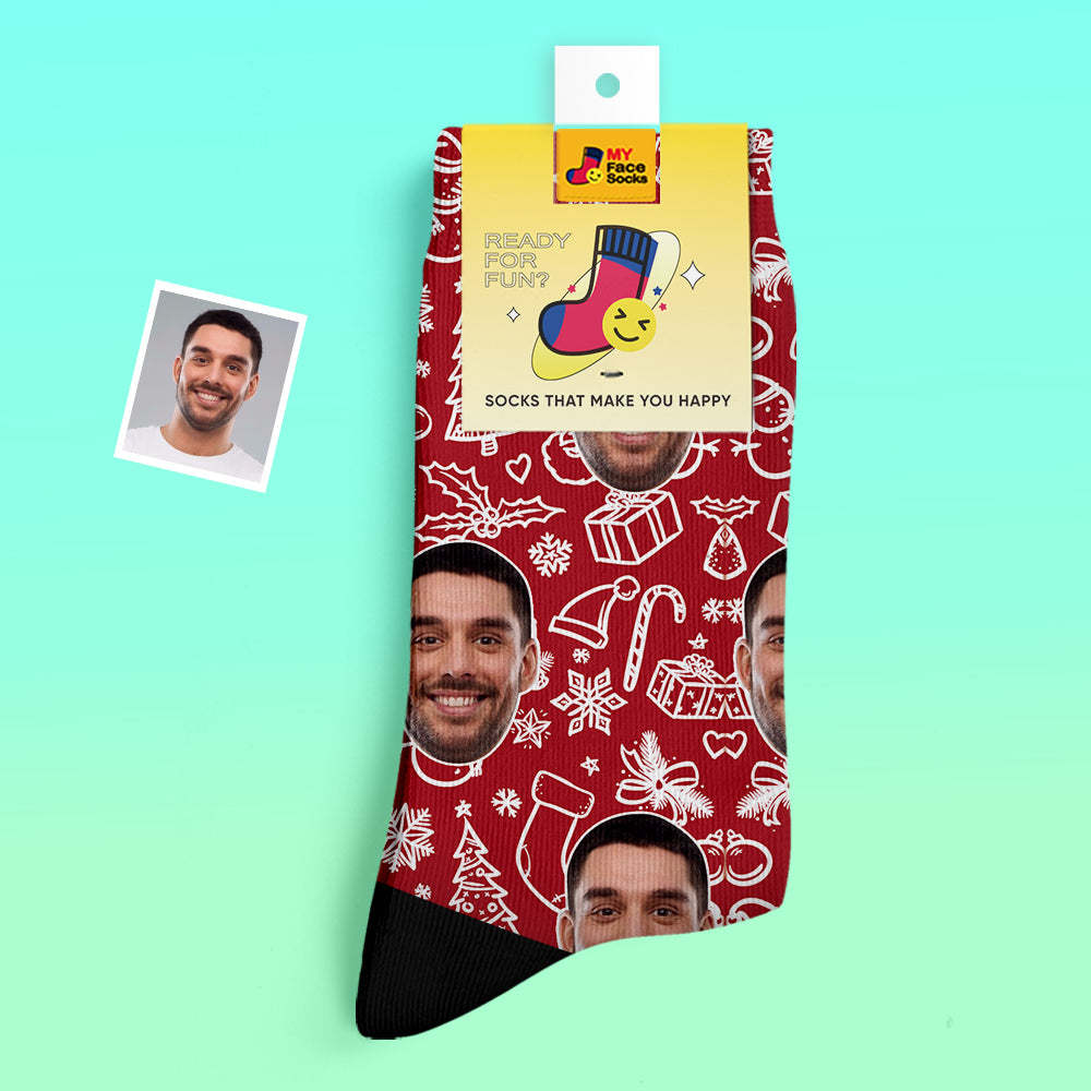 Calcetines Gruesos Personalizados Foto 3d Calcetines Impresos Digitales Otoño Invierno Calcetines Cálidos Regalo De Navidad - MyFaceSocksMX