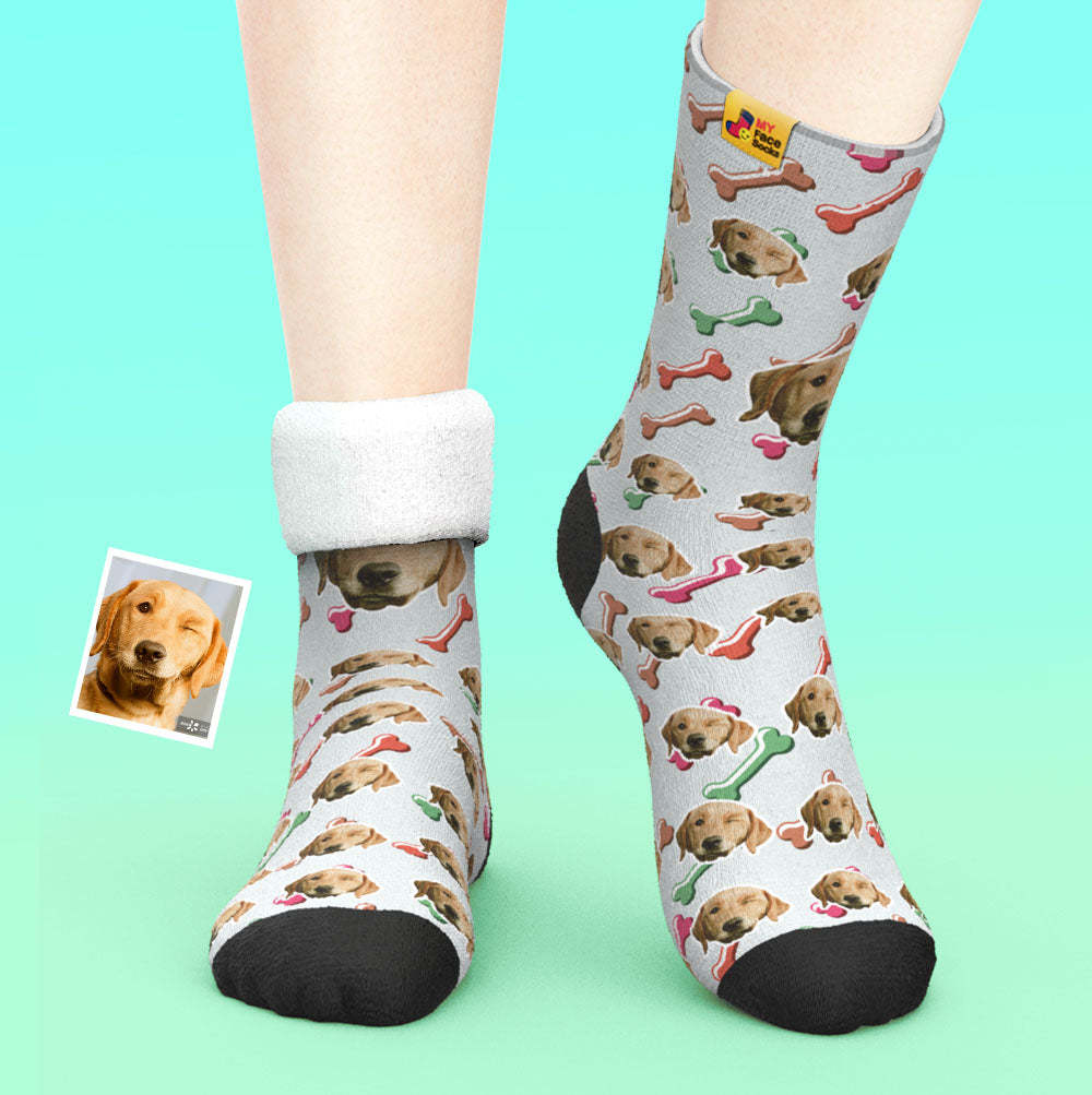 Calcetines Gruesos Personalizados Foto 3d Calcetines Impresos Digitales Otoño Invierno Calcetines Cálidos Cara De Perro En Calcetines - MyFaceSocksMX