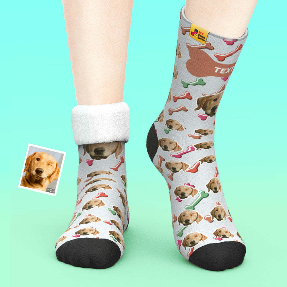 Calcetines Gruesos Personalizados Foto 3d Calcetines Impresos Digitales Otoño Invierno Calcetines Cálidos Cara De Perro En Calcetines - MyFaceSocksMX