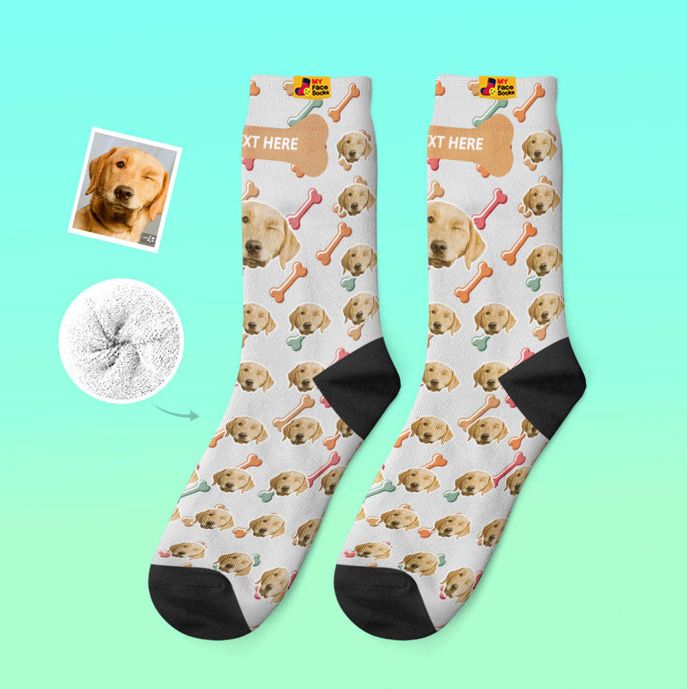 Calcetines Gruesos Personalizados Foto 3d Calcetines Impresos Digitales Otoño Invierno Calcetines Cálidos Cara De Perro En Calcetines - MyFaceSocksMX