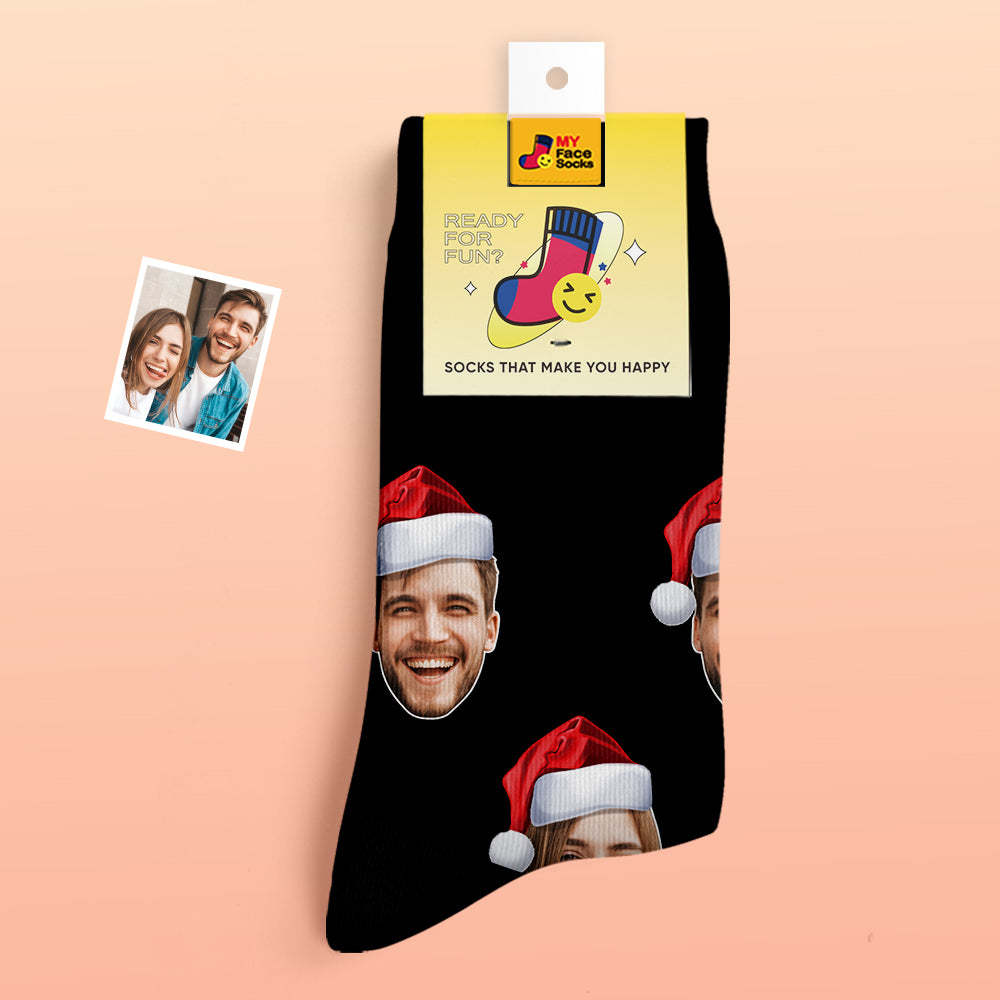 Calcetines Gruesos Personalizados Foto 3d Calcetines Impresos Digitales Otoño Invierno Calcetines Cálidos Usar Sombrero De Santa - MyFaceSocksMX