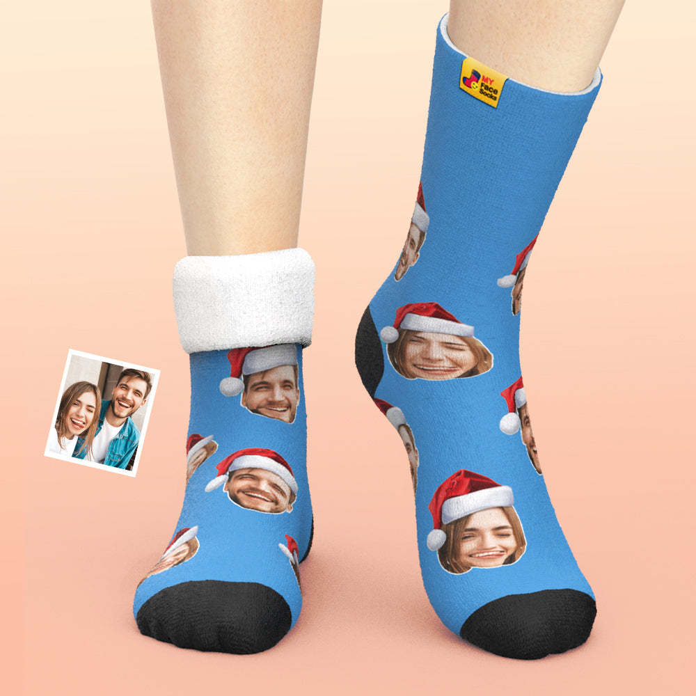 Calcetines Gruesos Personalizados Foto 3d Calcetines Impresos Digitales Otoño Invierno Calcetines Cálidos Usar Sombrero De Santa - MyFaceSocksMX