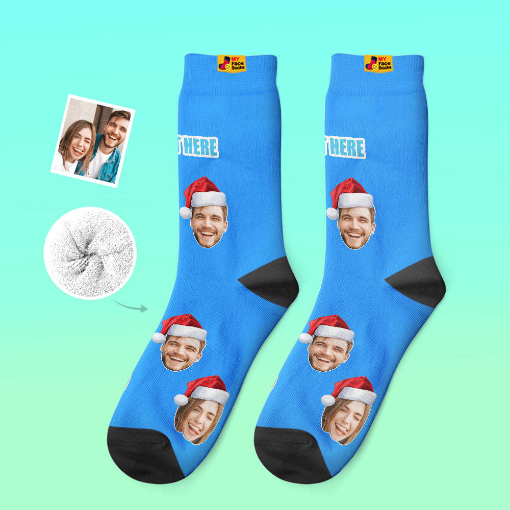 Calcetines Gruesos Personalizados Foto 3d Calcetines Impresos Digitales Otoño Invierno Calcetines Cálidos Usar Sombrero De Santa - MyFaceSocksMX