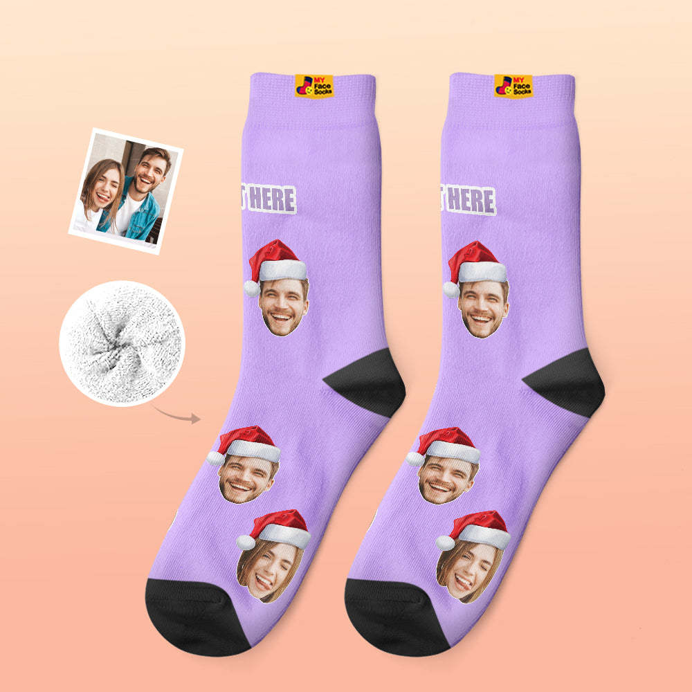 Calcetines Gruesos Personalizados Foto 3d Calcetines Impresos Digitales Otoño Invierno Calcetines Cálidos Usar Sombrero De Santa - MyFaceSocksMX