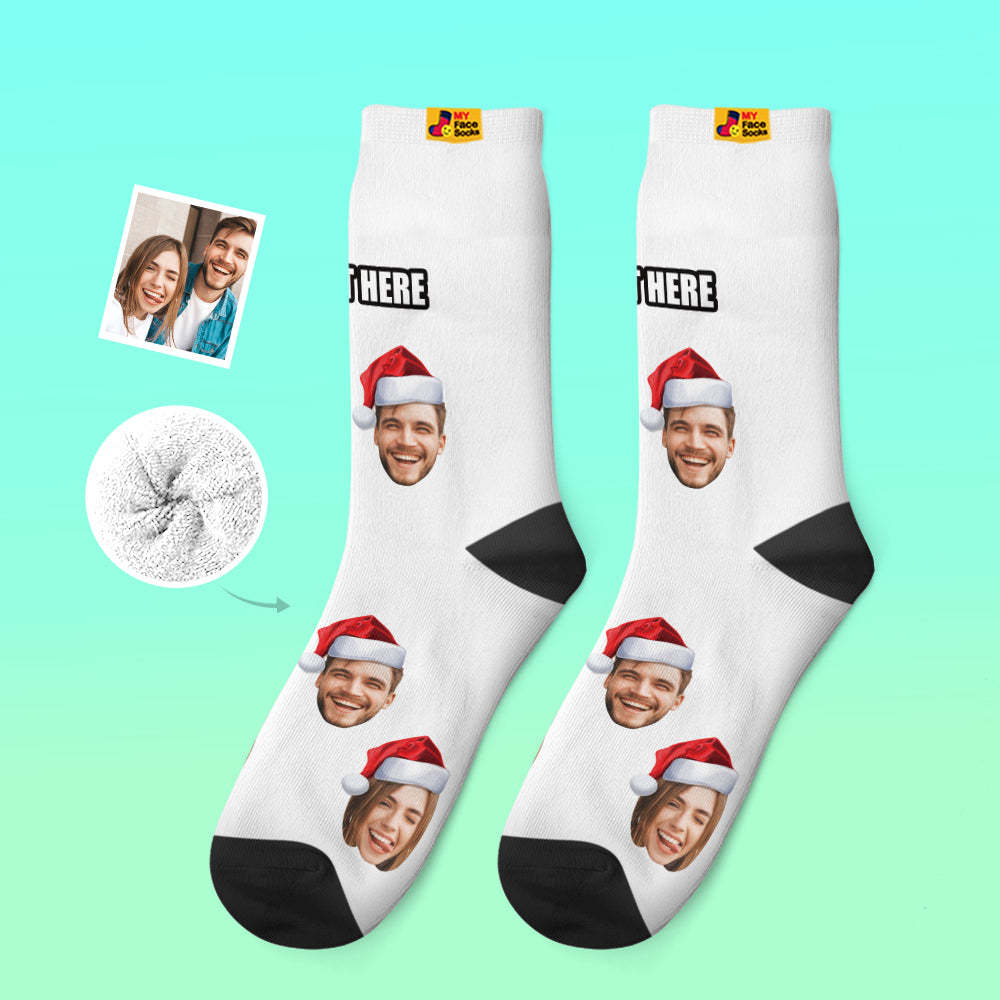 Calcetines Gruesos Personalizados Foto 3d Calcetines Impresos Digitales Otoño Invierno Calcetines Cálidos Usar Sombrero De Santa - MyFaceSocksMX